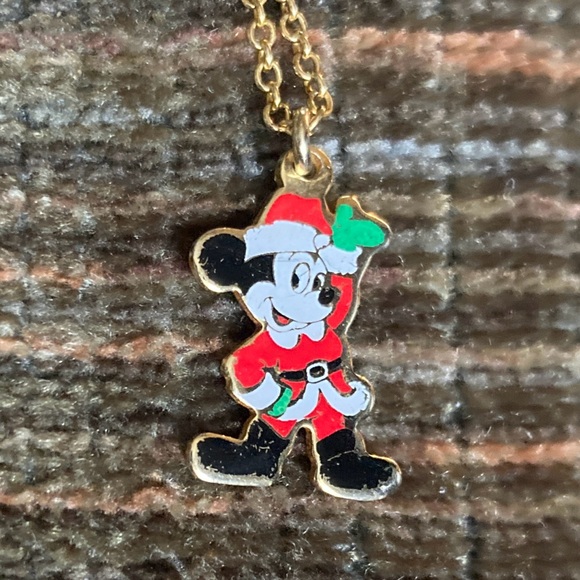 Vintage and Rare Christmas Mickey Mouse Necklace Signed Walt Disney Productions - Picture 3 of 10